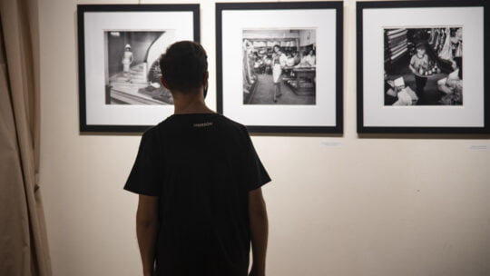 person looking at pictures