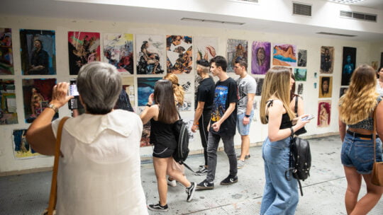 people at an exhibition