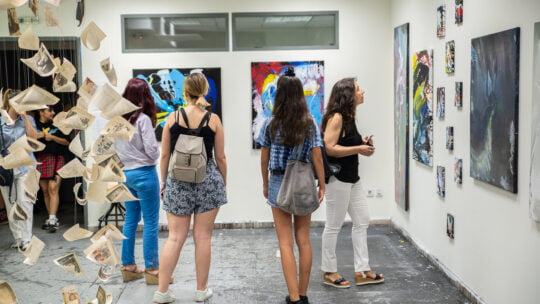 people at an exhibition