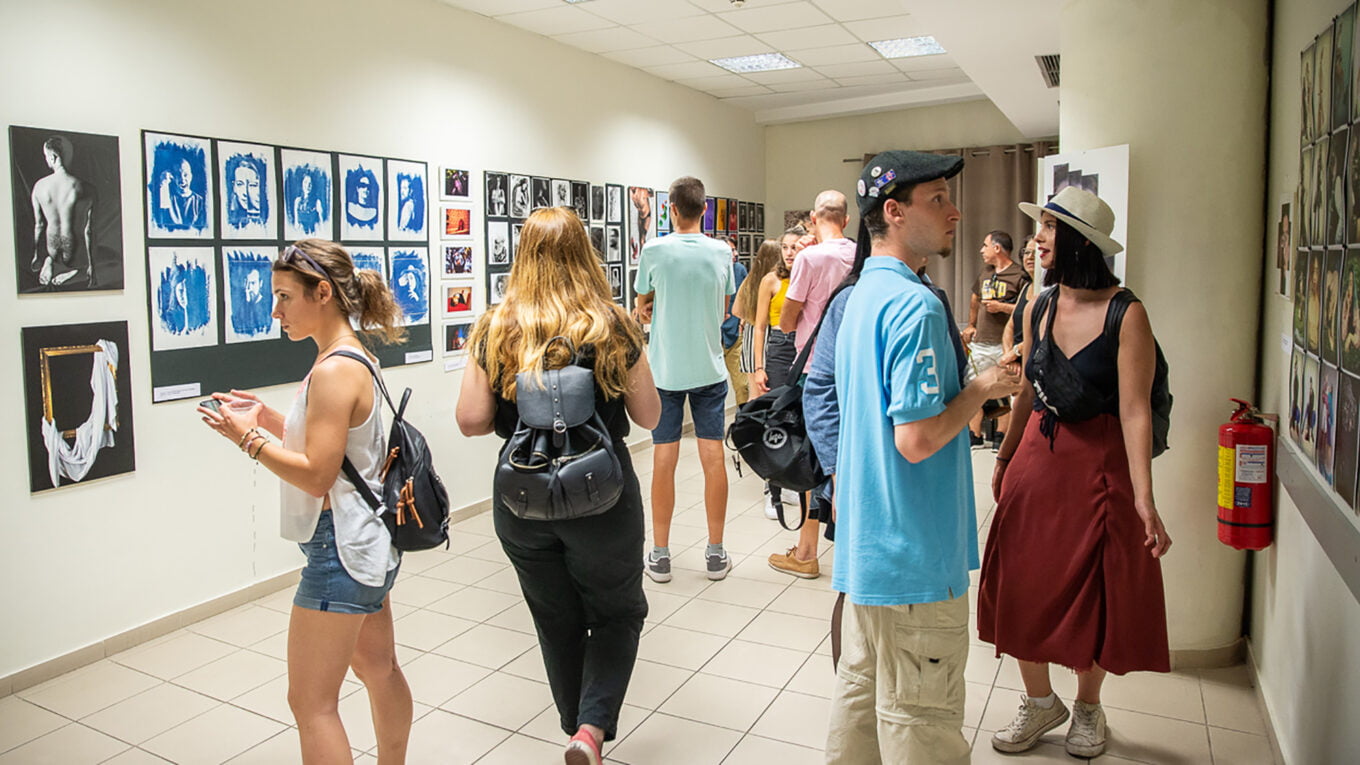 people at an exhibition